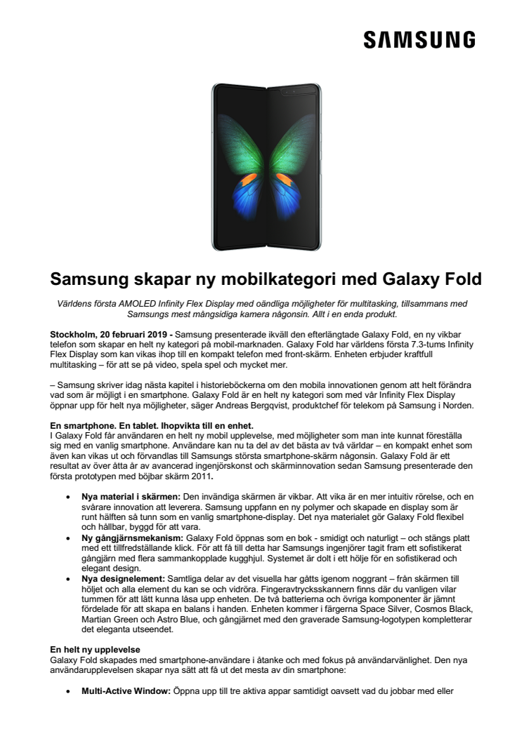 Samsung skapar ny mobilkategori med Galaxy Fold