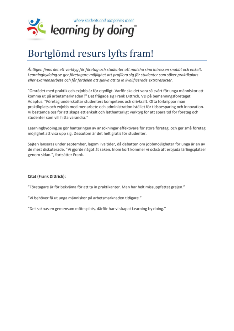 Bortglömd resurs lyfts fram!