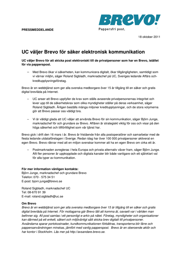 UC väljer Brevo för säker elektronisk kommunikation