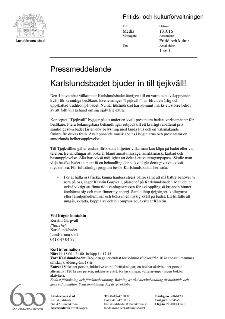Karlslundsbadet bjuder in till tjejkväll!
