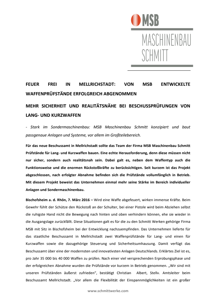 MEHR SICHERHEIT UND REALITÄTSNÄHE BEI BESCHUSSPRÜFUNGEN VON LANG- UND KURZWAFFEN