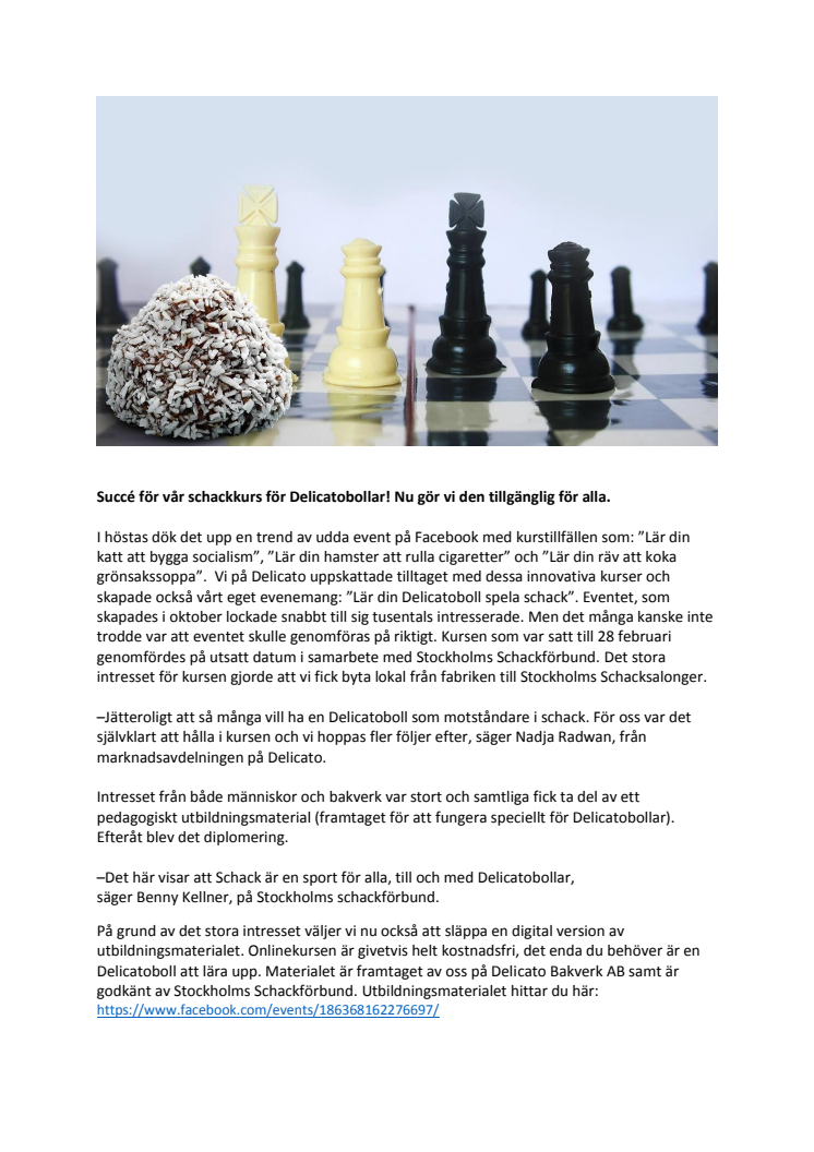 Succé för vår schackkurs för Delicatobollar! Nu gör vi den tillgänglig för alla.