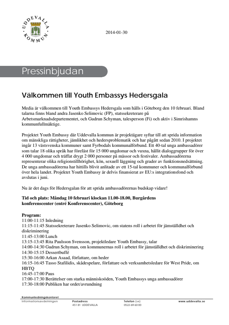 Välkommen till Youth Embassys Hedersgala 