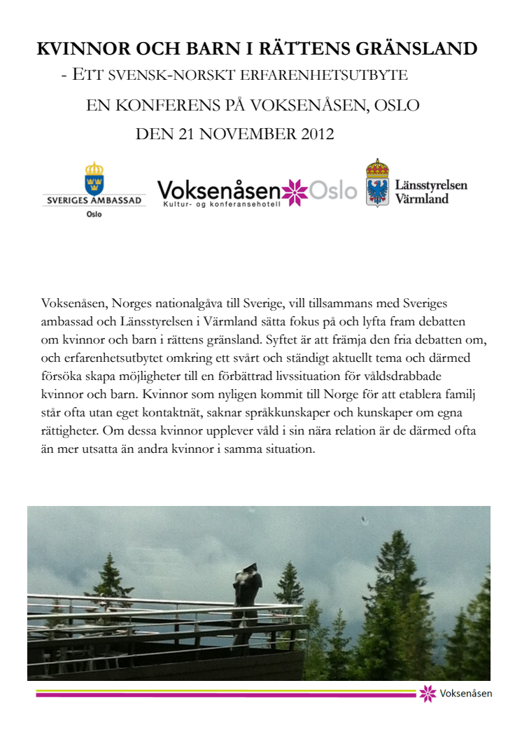 Programblad för konferensen om kvinnor och barn i rättens gränsland