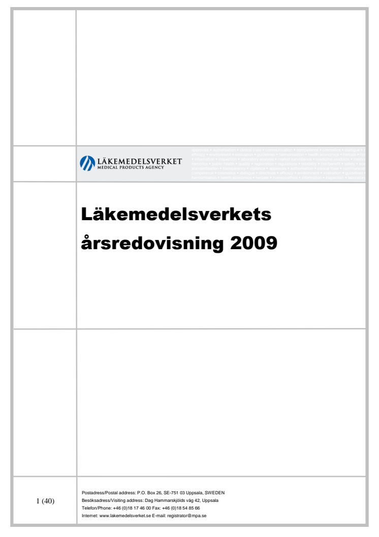 Läkemedelsverkets årsredovisning 2009