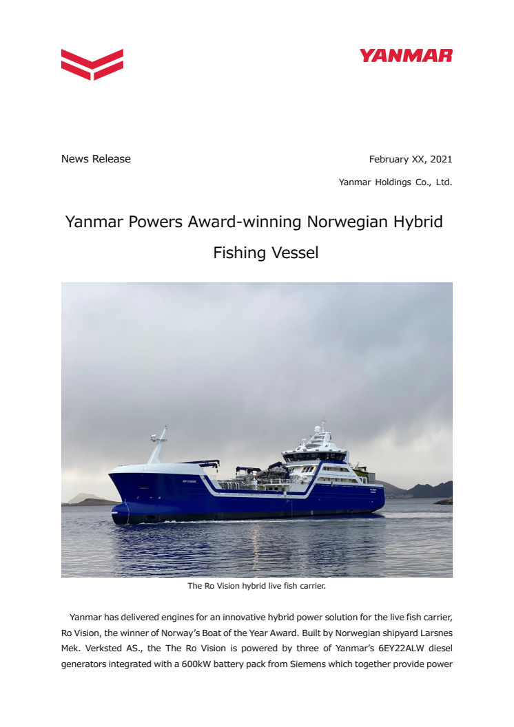 Yanmar Powers Award-winning Norwegian Hybrid Fishing Vessel