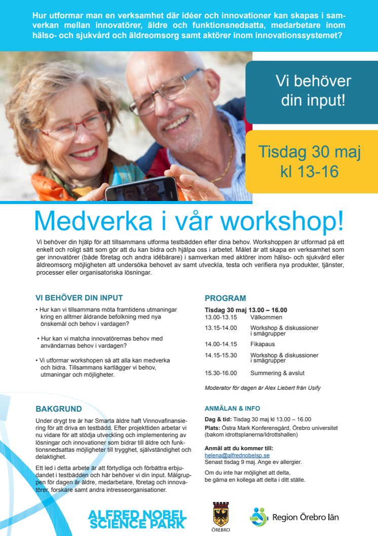 Workshop för att utforma testbädden för äldre och funktionsnedsatta, inom området för Hälsa, vård och omsorg.