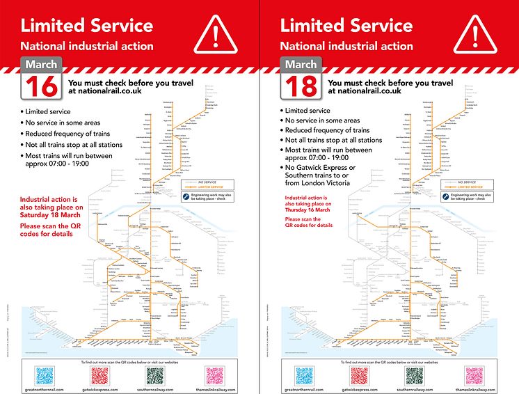 16 & 18 March GTR strike map