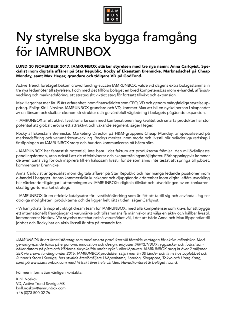 Ny styrelse ska bygga framgång för IAMRUNBOX