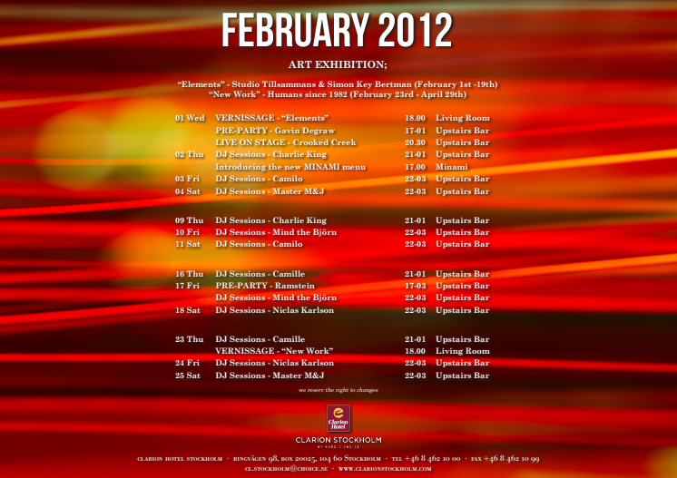 Eventkalender Februari - Clarion Hotel Stockholm