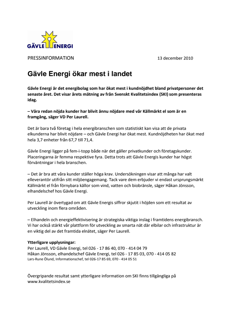 Gävle Energi ökar mest i landet