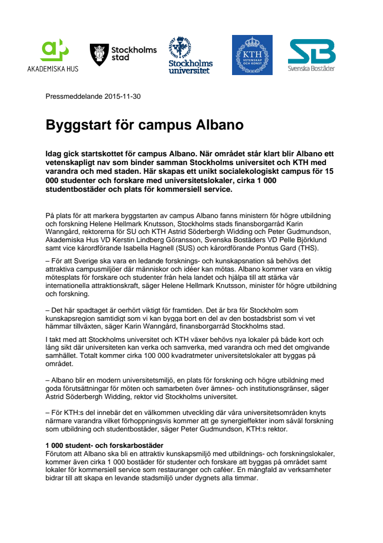 Byggstart för campus Albano 