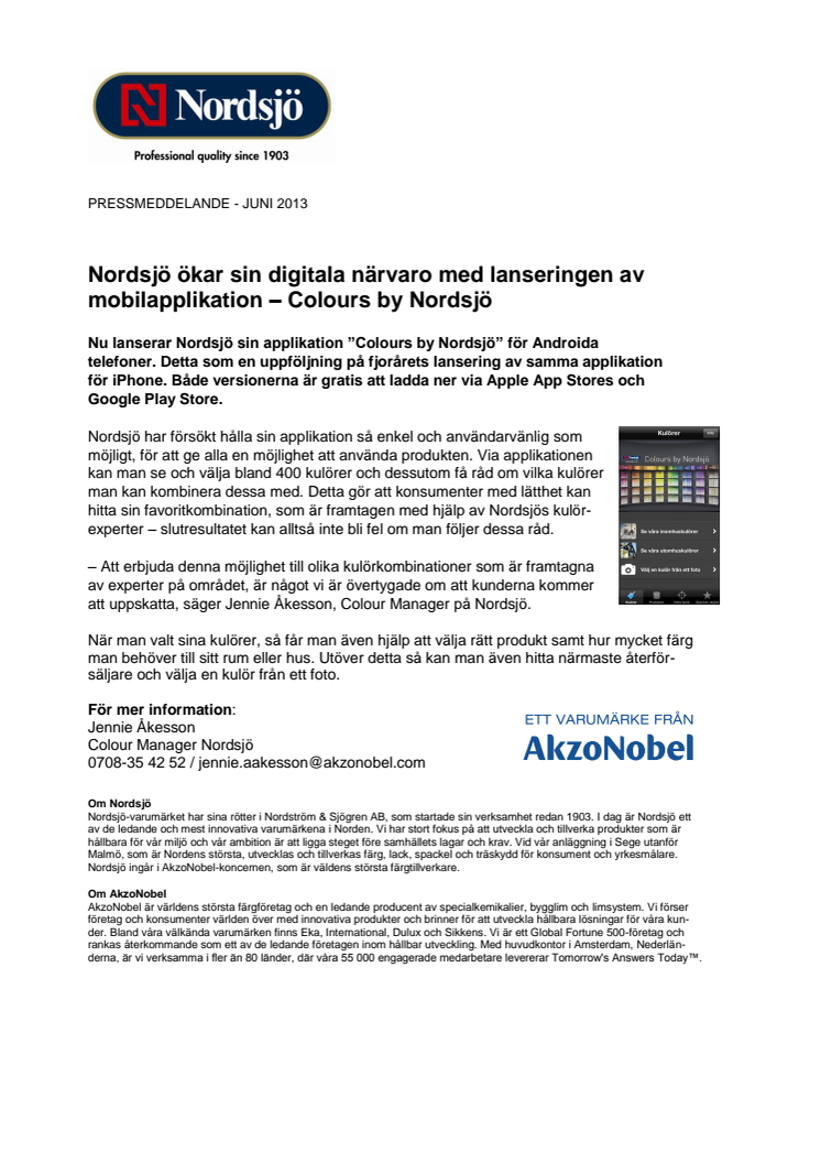 Nordsjö ökar sin digitala närvaro med lanseringen av mobilapplikation – Colours by Nordsjö