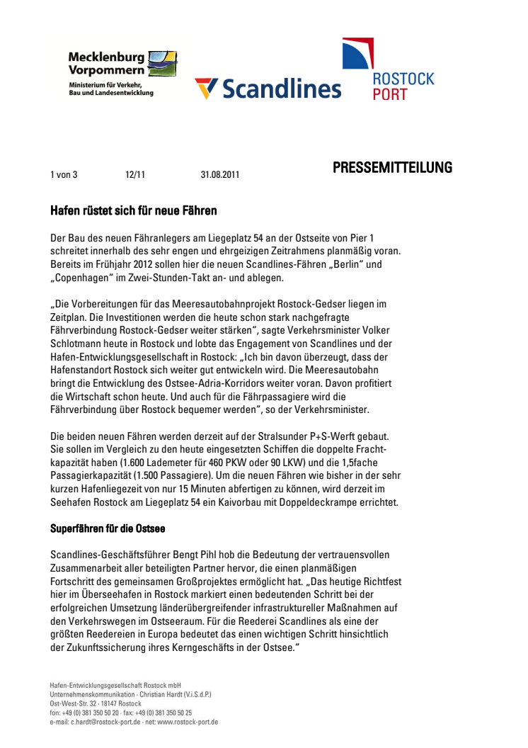 Hafen rüstet sich für neue Fähren