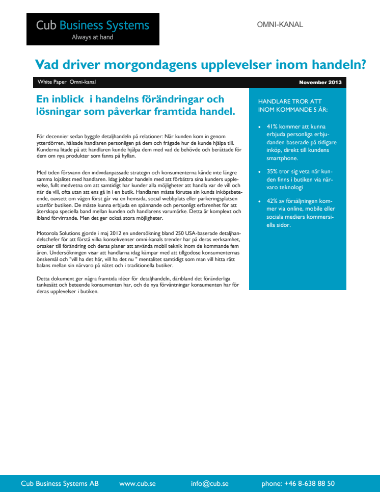 Vad driver morgondagens upplevelser inom handeln?