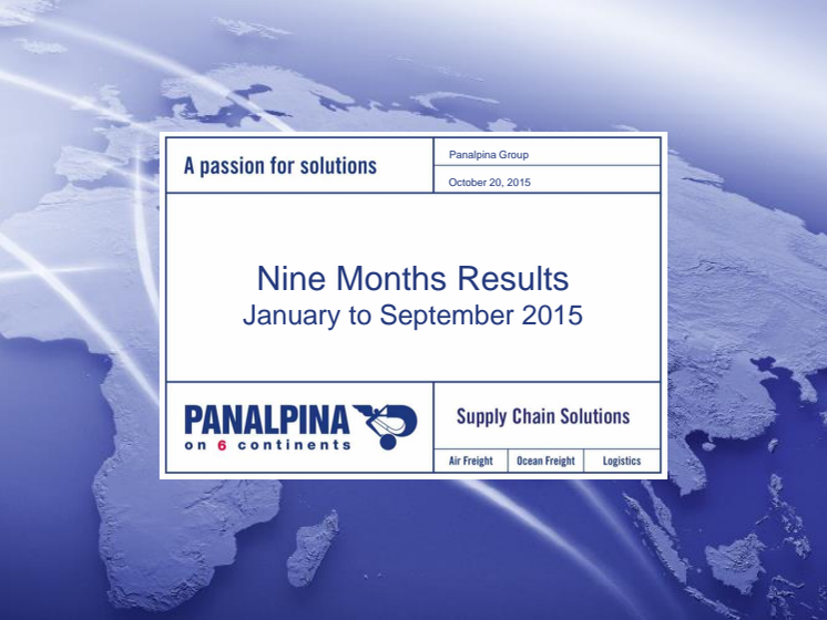Nine Months Results 2015 – Investor Presentation