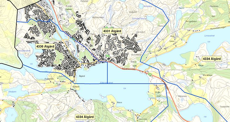 4330 Ålgård  - postnummerinndeling