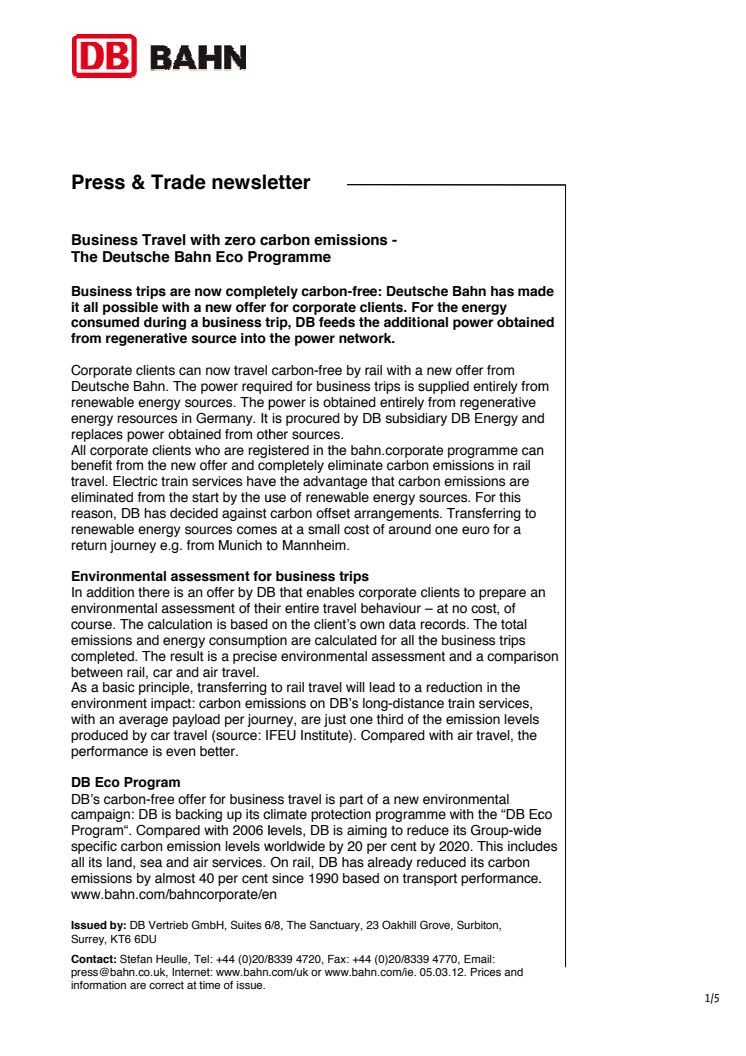DB Press and Trade Newsletter March 2012