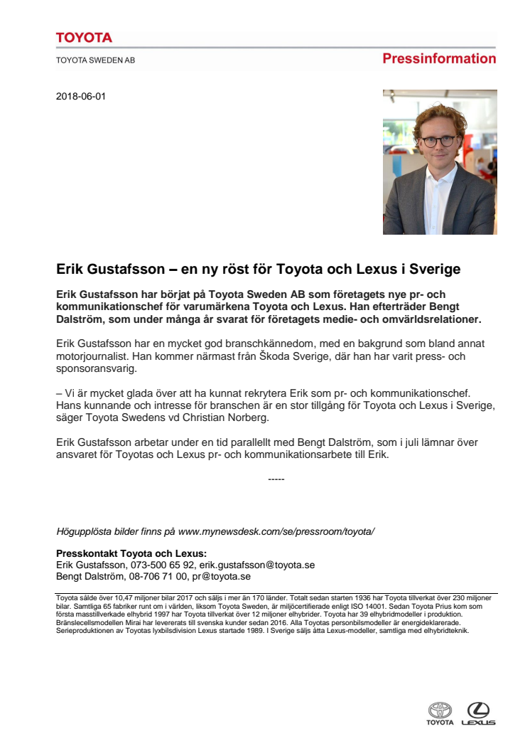 Erik Gustafsson – en ny röst för Toyota och Lexus i Sverige