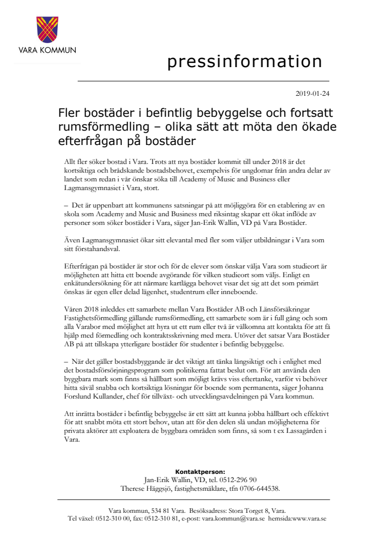 Bostadsbyggande och rumsfördelning i Vara kommun