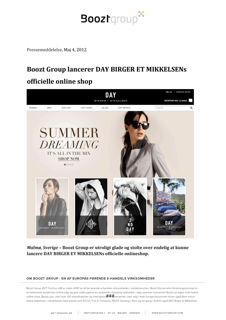 Boozt Group lancerer DAY BIRGER ET MIKKELSENs officielle online shop