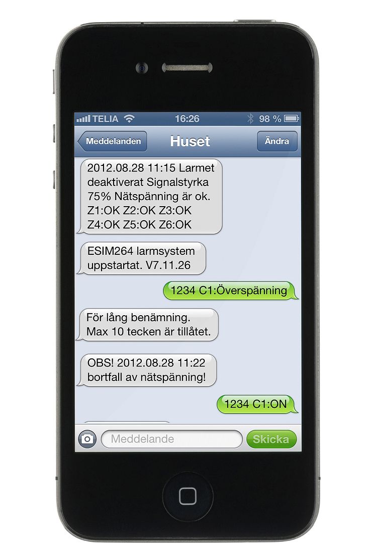 ESIM264 kommunicerar via SMS på svenska