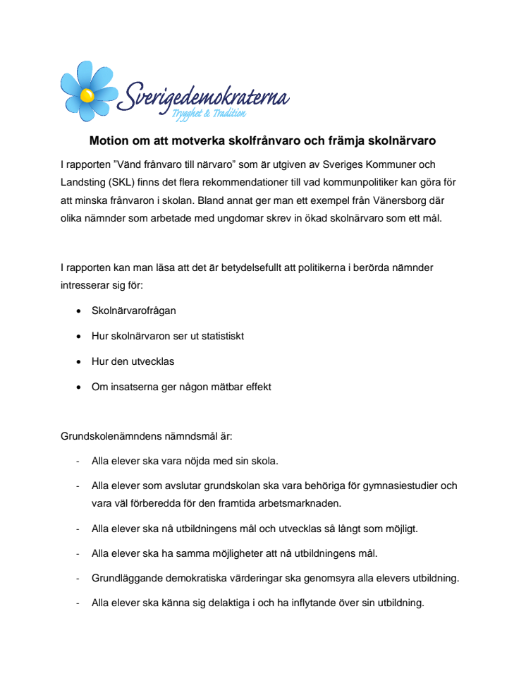 SD vill motverka skolk i Malmö