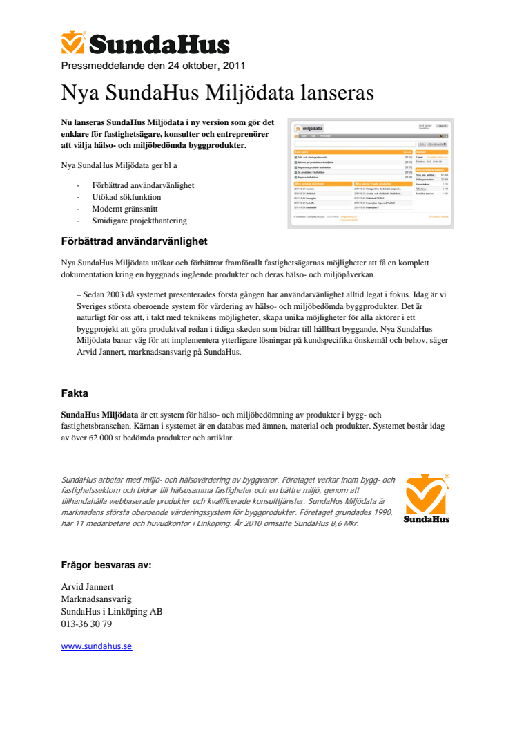 Nya SundaHus Miljödata lanseras