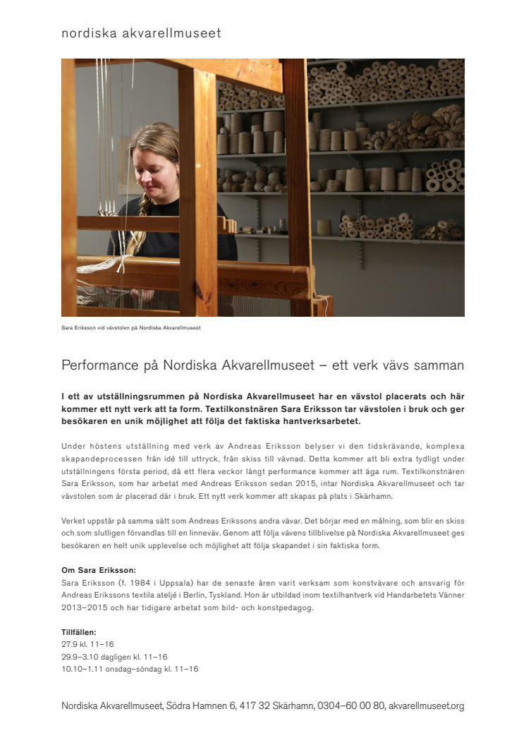 Performance på Nordiska Akvarellmuseet – ett verk vävs samman