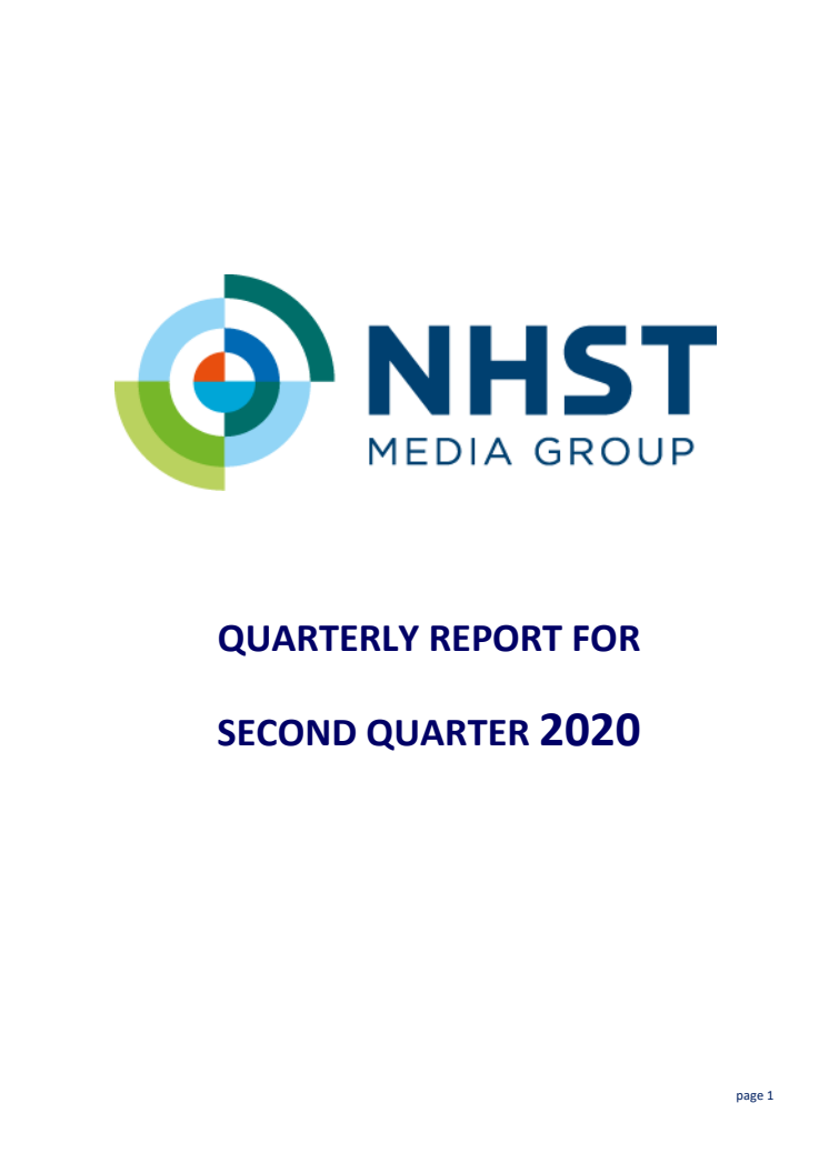 NHST Media Group - Quarterly report Q2 2020