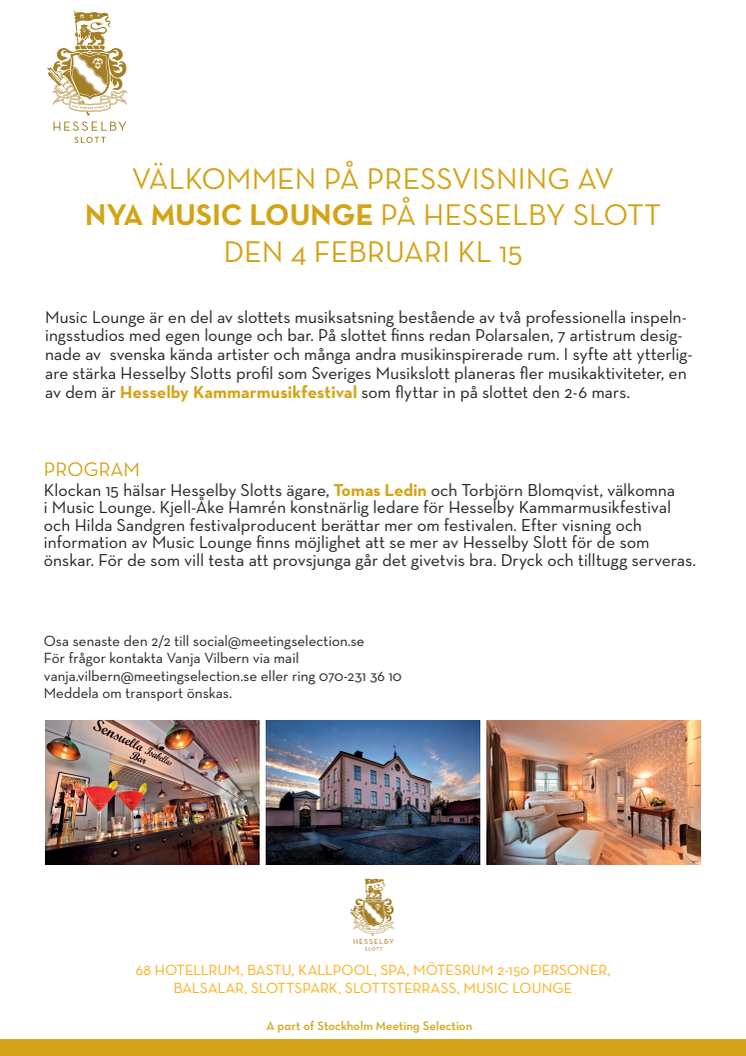 Pressinbjudan invigning av Music Lounge