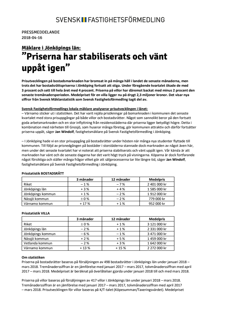 Mäklare i Jönköpings län: ”Priserna har stabiliserats och vänt  uppåt igen”