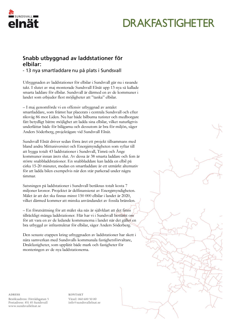 Snabb utbyggnad av laddstationer för elbilar: 13 nya smartladdare nu på plats i Sundsvall 