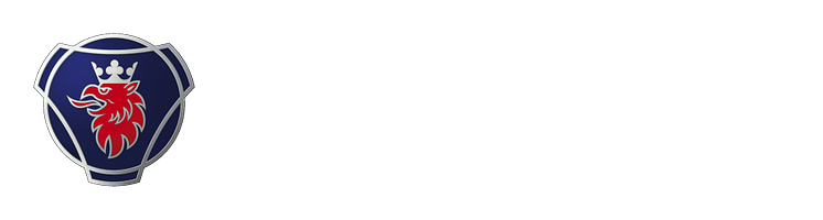 Scania logo valkoinen teksti