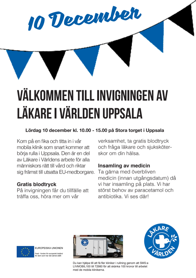 Inbjudan till invigning av Läkare i Världen Uppsala
