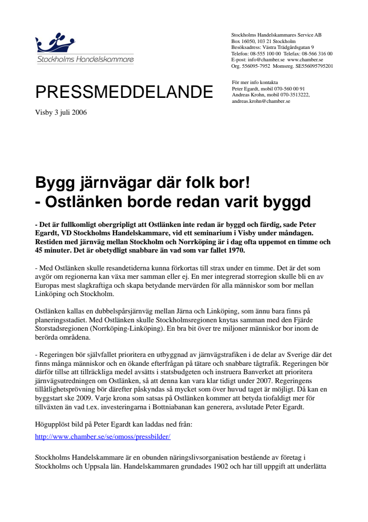 Bygg järnvägar där folk bor! - Ostlänken borde redan varit byggd