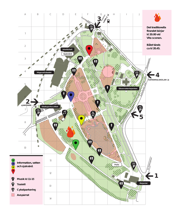 Valborg i Stadsparken 2015, karta