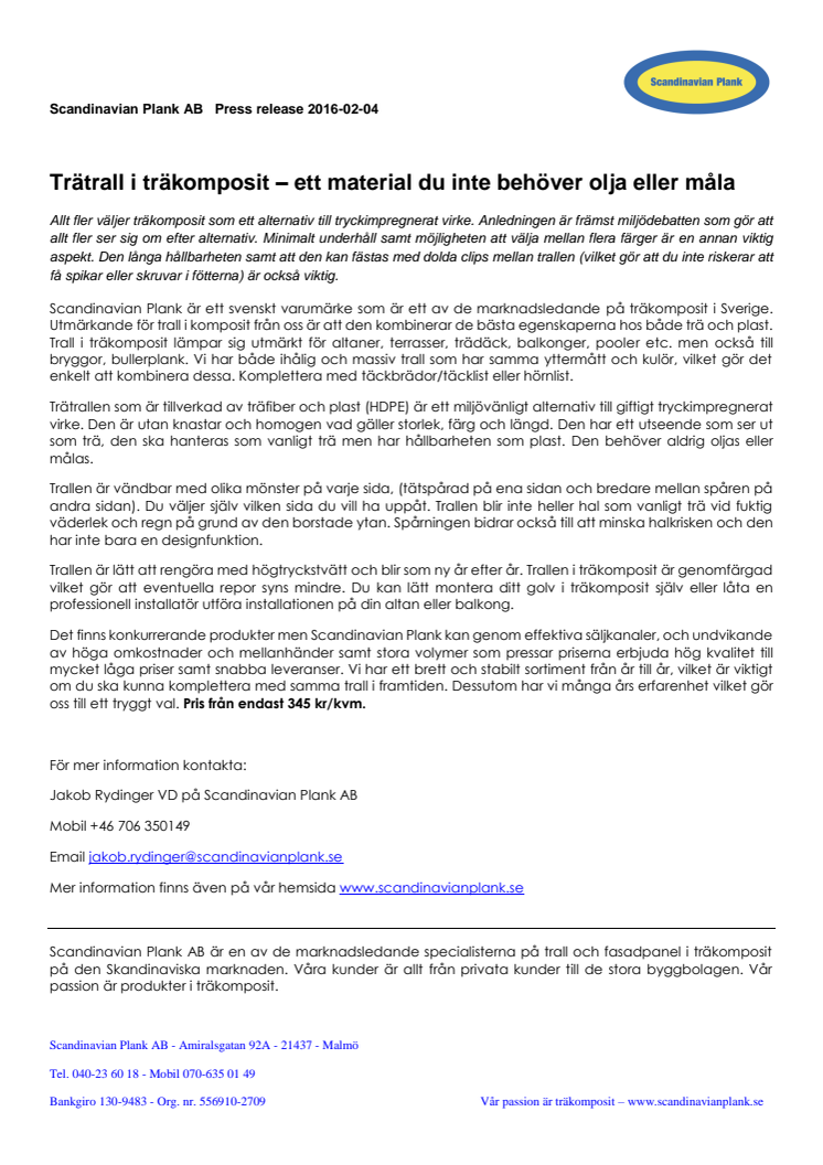 Trätrall i träkomposit – ett material du inte behöver olja eller måla!