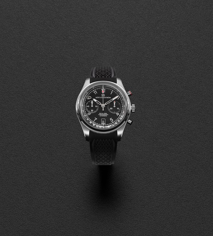 Royal Steel Chronograph 40mm Black, rubber - Sjöö Sandström.jpg