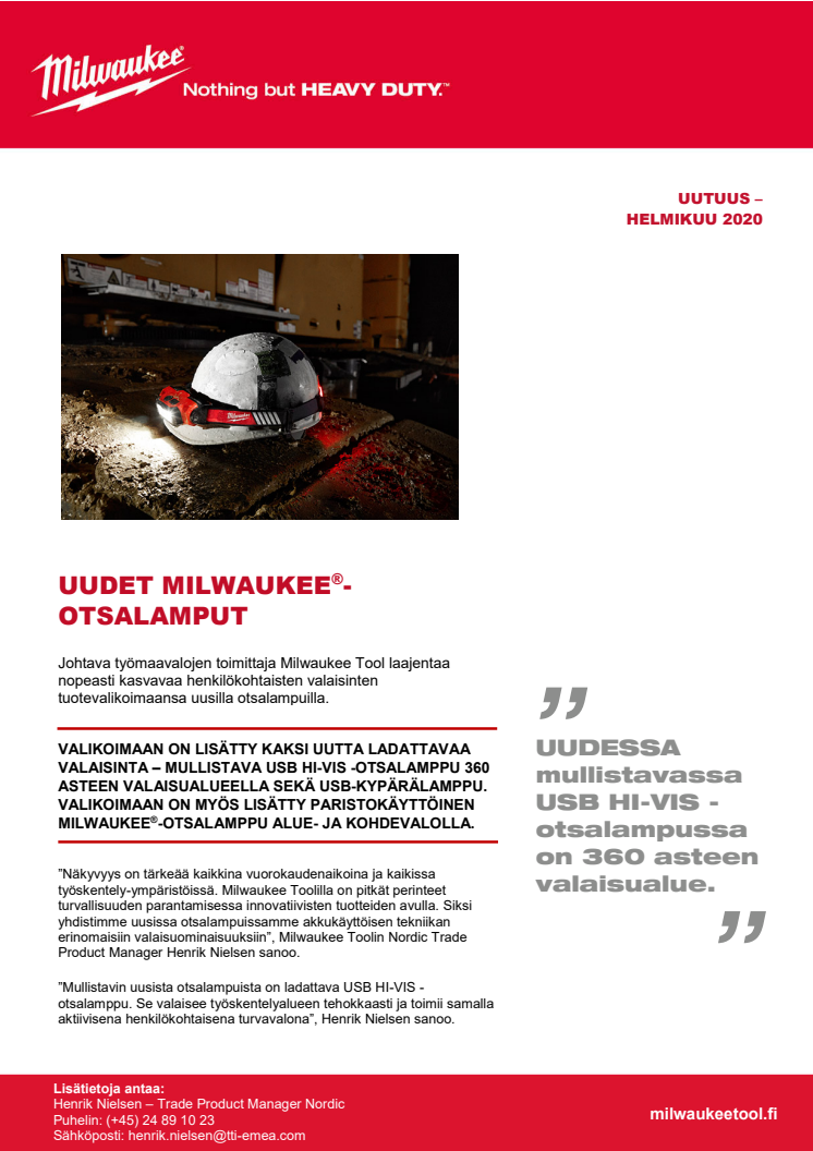 UUDET MILWAUKEE®-OTSALAMPUT