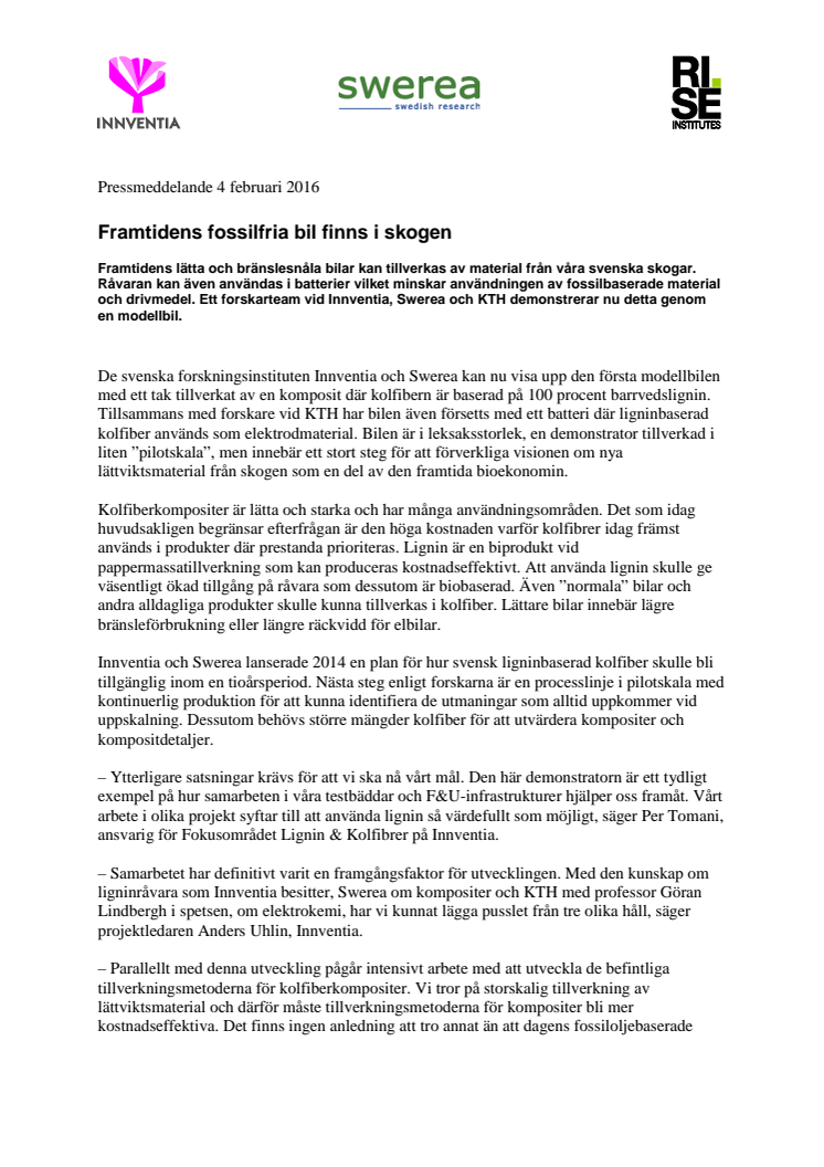 Framtidens fossilfria bil finns i skogen