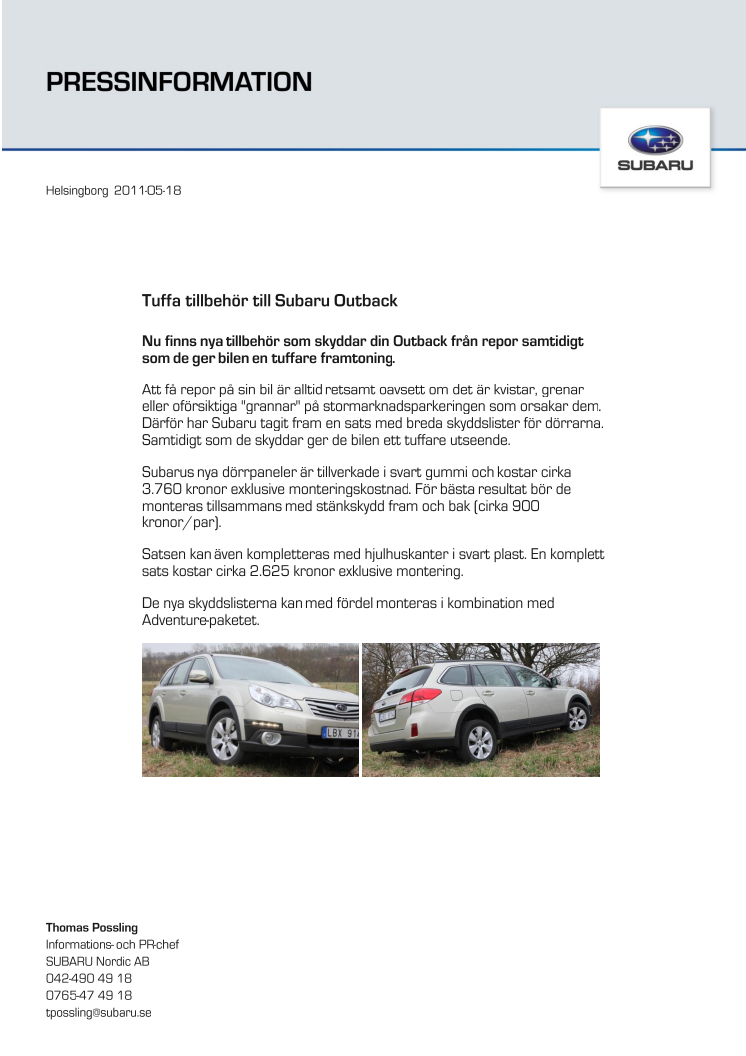 Tuffa tillbehör till Subaru Outback