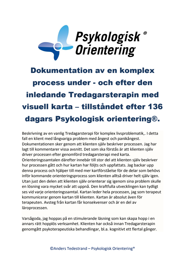 Dokumentation av Psykologisk orientering - tre dagars grund.