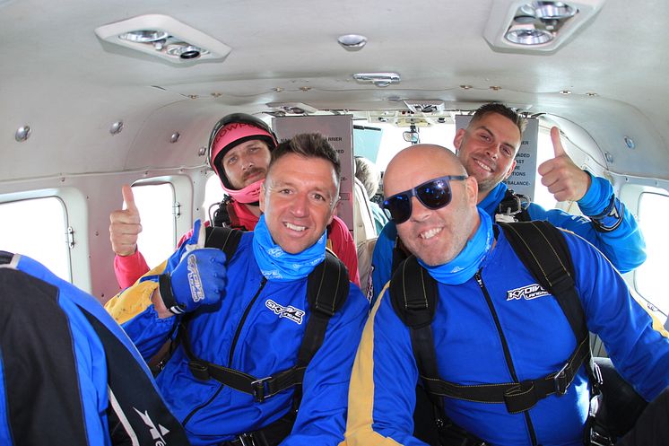 Derby businessmen raise thousands for local children's charity with skydive