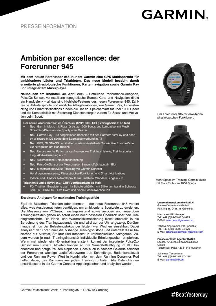 Ambition par excellence: der Forerunner 945