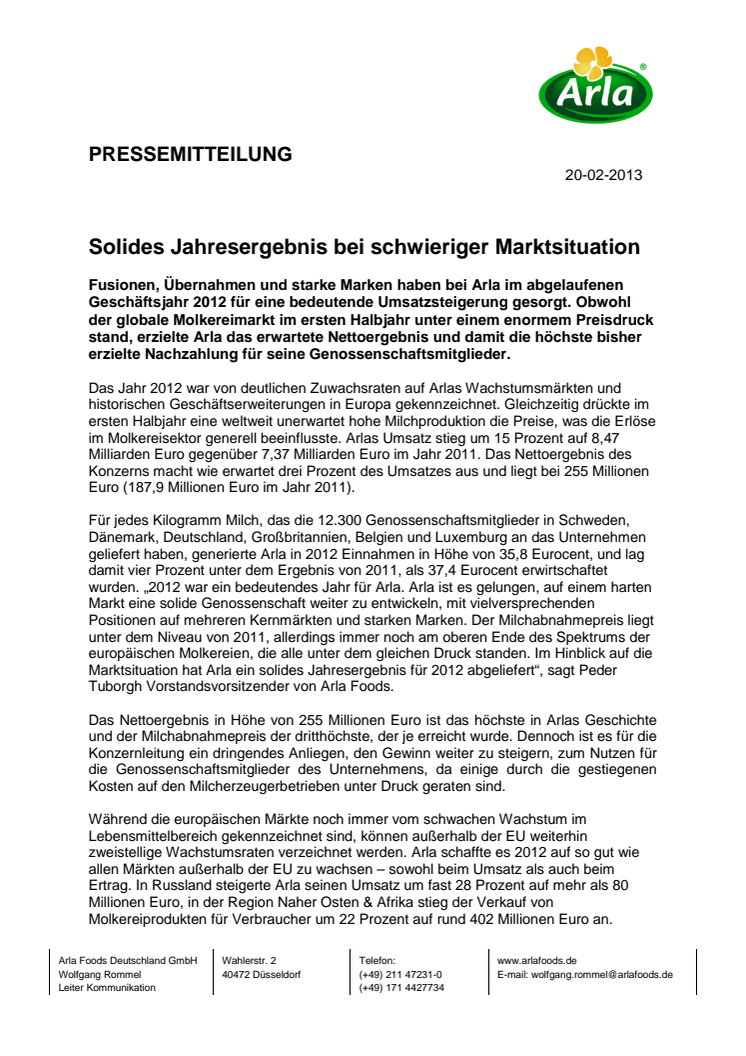 Solides Jahresergebnis bei schwieriger Marktsituation