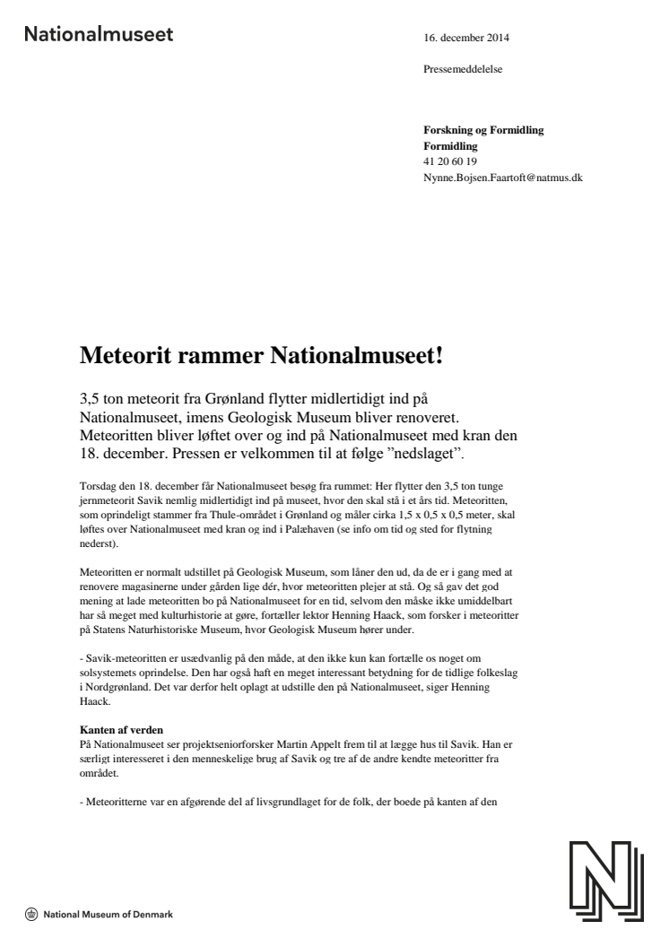 ​Meteorit rammer Nationalmuseet! 