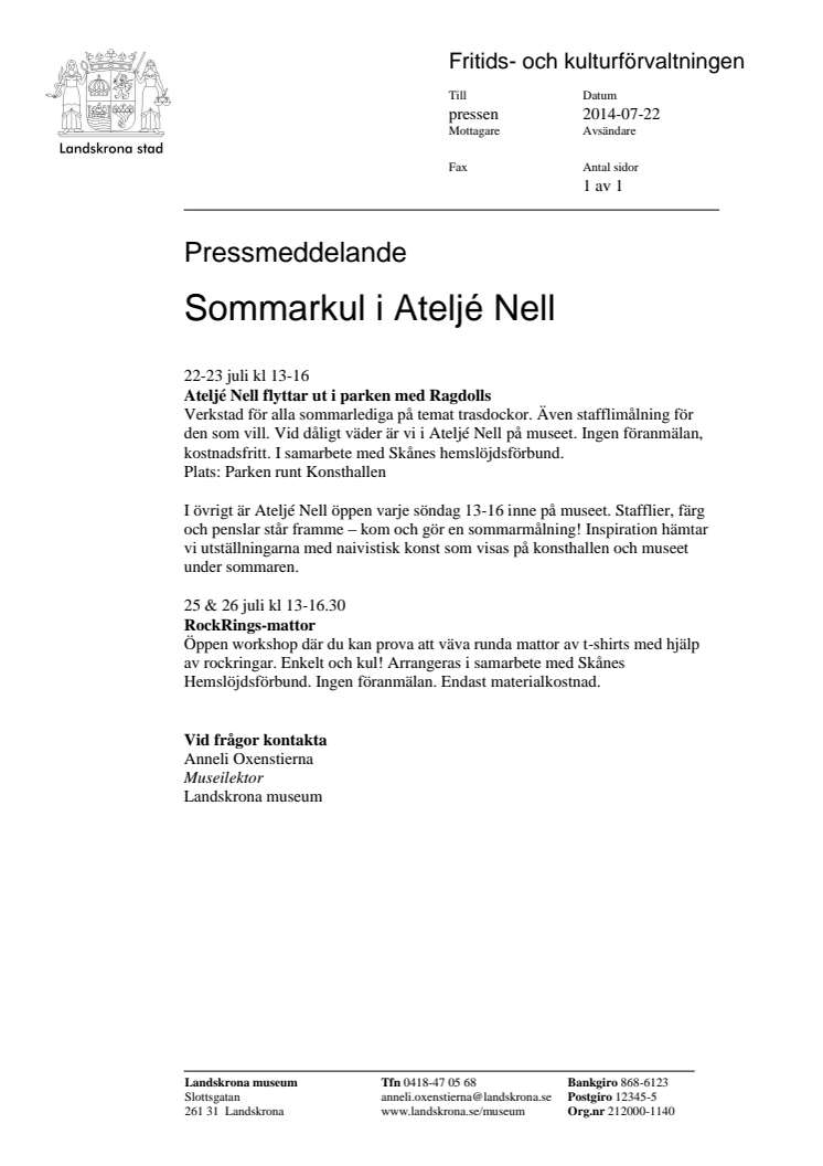 Sommarkul i Ateljé Nell