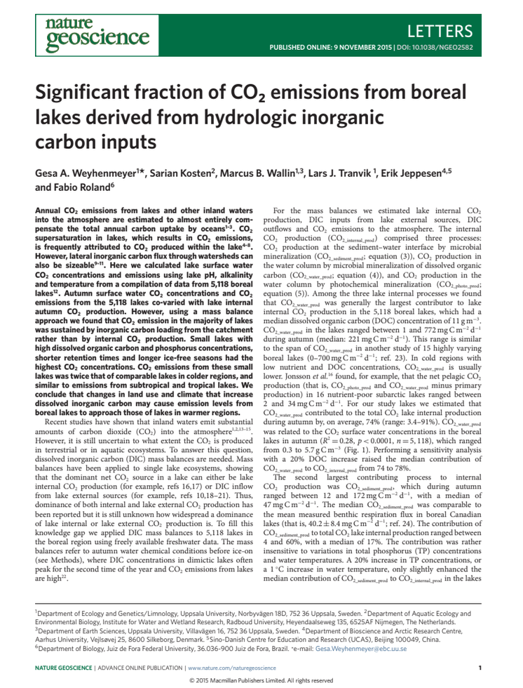 Artikel i Nature Geoscience