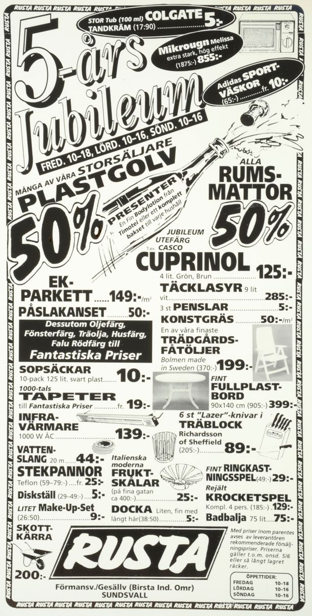 Annons 1991 5 års jubileum